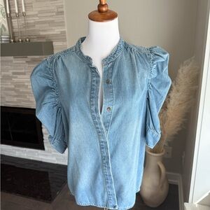 Women's Denim Puff Sleeve Top